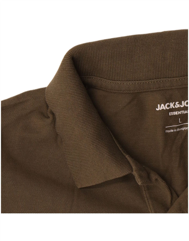 Jack & Jones Polo para hombre de algodón caqui grande