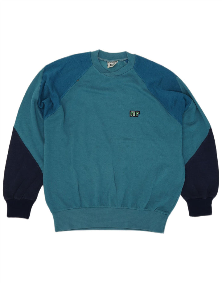 Ennerre Hombre Sudadera Jumper Large Azul Colorblock Algodón