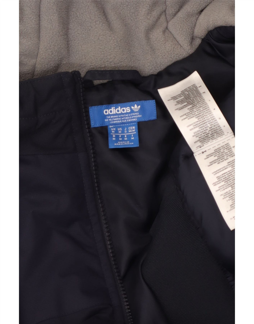 Adidas Chaqueta cortavientos con capucha para hombre UK 38 Medium Azul marino Poliéster