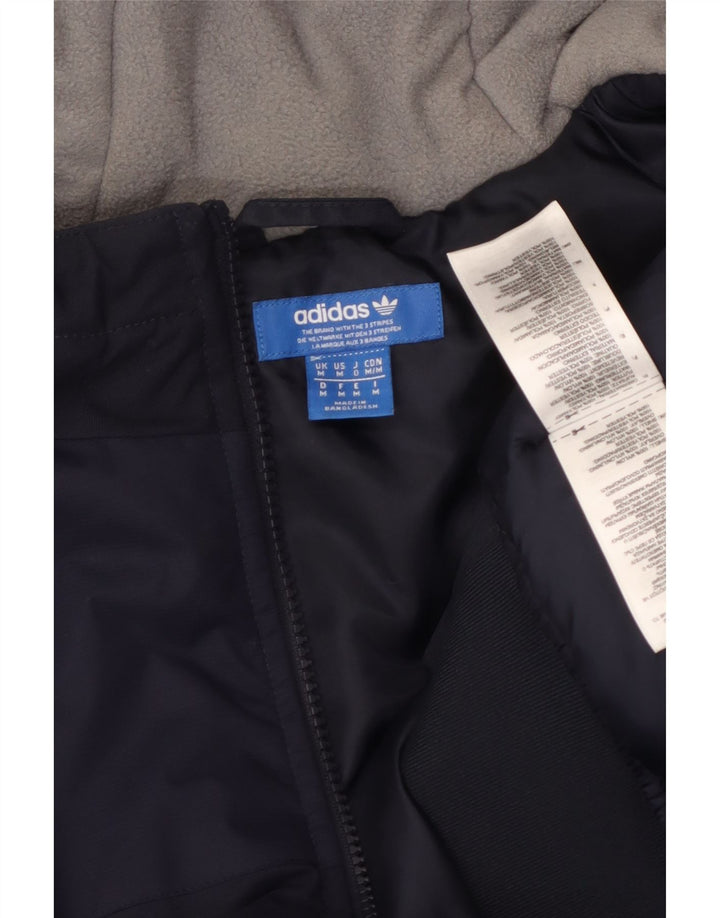 Adidas Chaqueta cortavientos con capucha para hombre UK 38 Medium Azul marino Poliéster