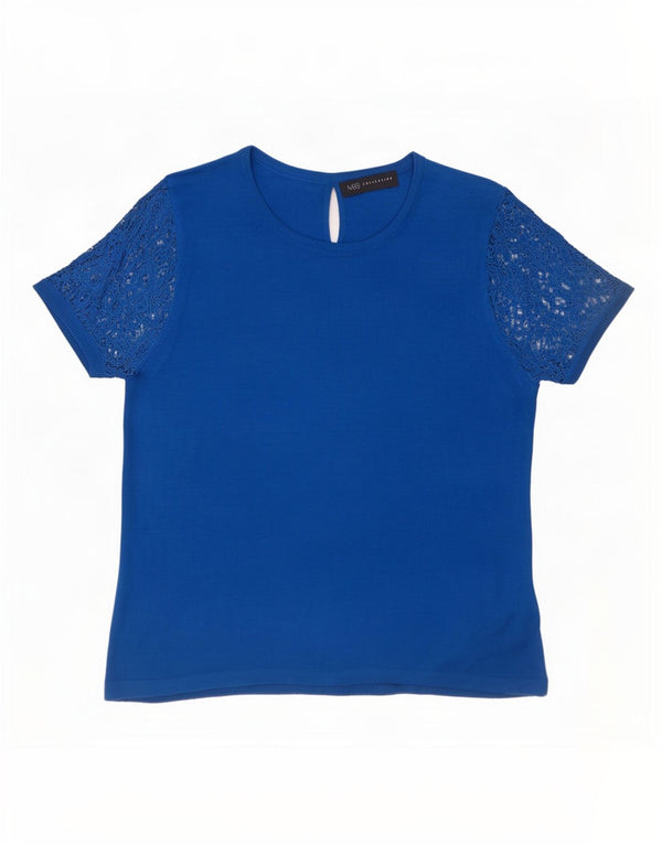 Marks & Spencer Blusa para Mujer Top UK 40 Acrílico Floral Azul Medio