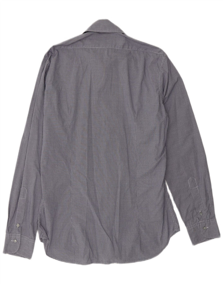 SIVIGLIA Camisa para hombre Talla 40 15 3/4 Mediano Azul marino Gingham
