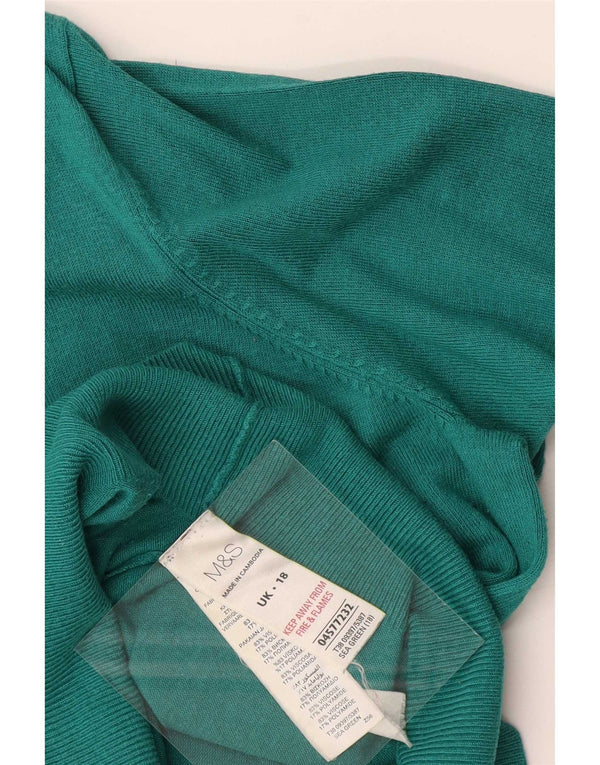 Marks & Spencer Jersey con Cuello en V para Mujer UK 40 XL Viscosa Verde