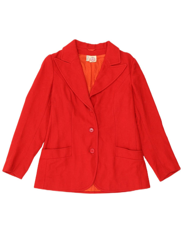 Vintage mujer 3 botones Blazer chaqueta IT 44 medio rojo clásico