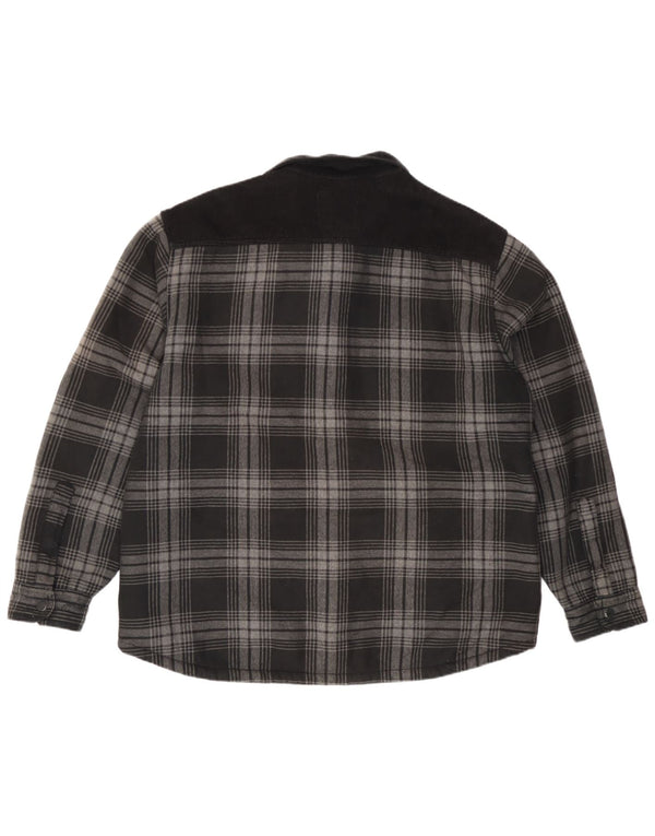 Marks & Spencer Camisa de franela de leñador para hombre Algodón a cuadros grises grandes