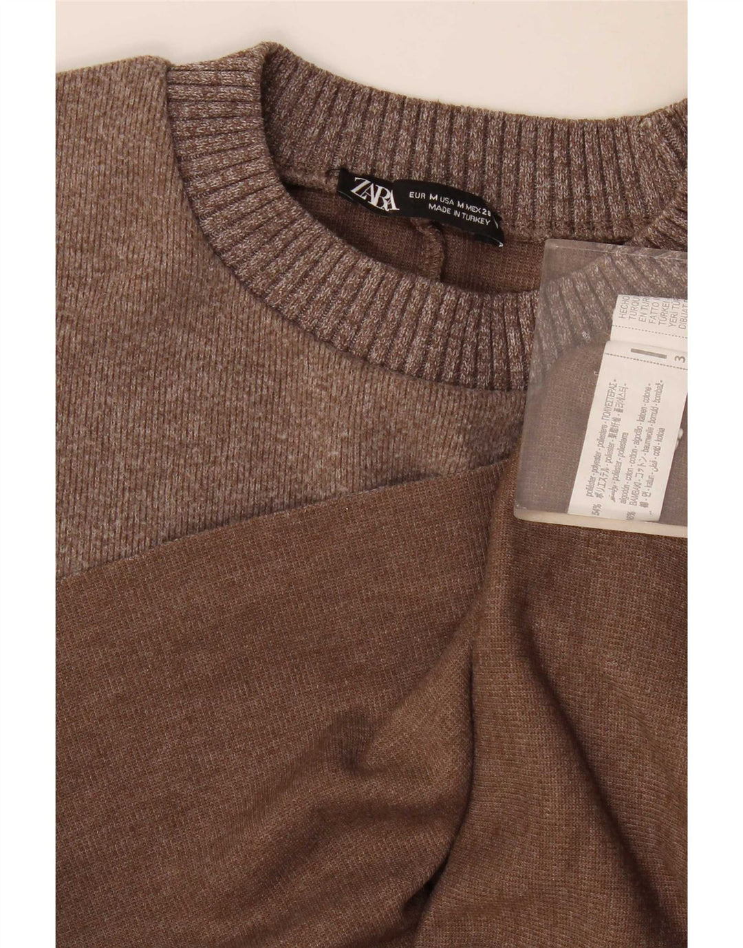 Zara Mujer Blusa Top UK 44 Marrón Medio Poliéster