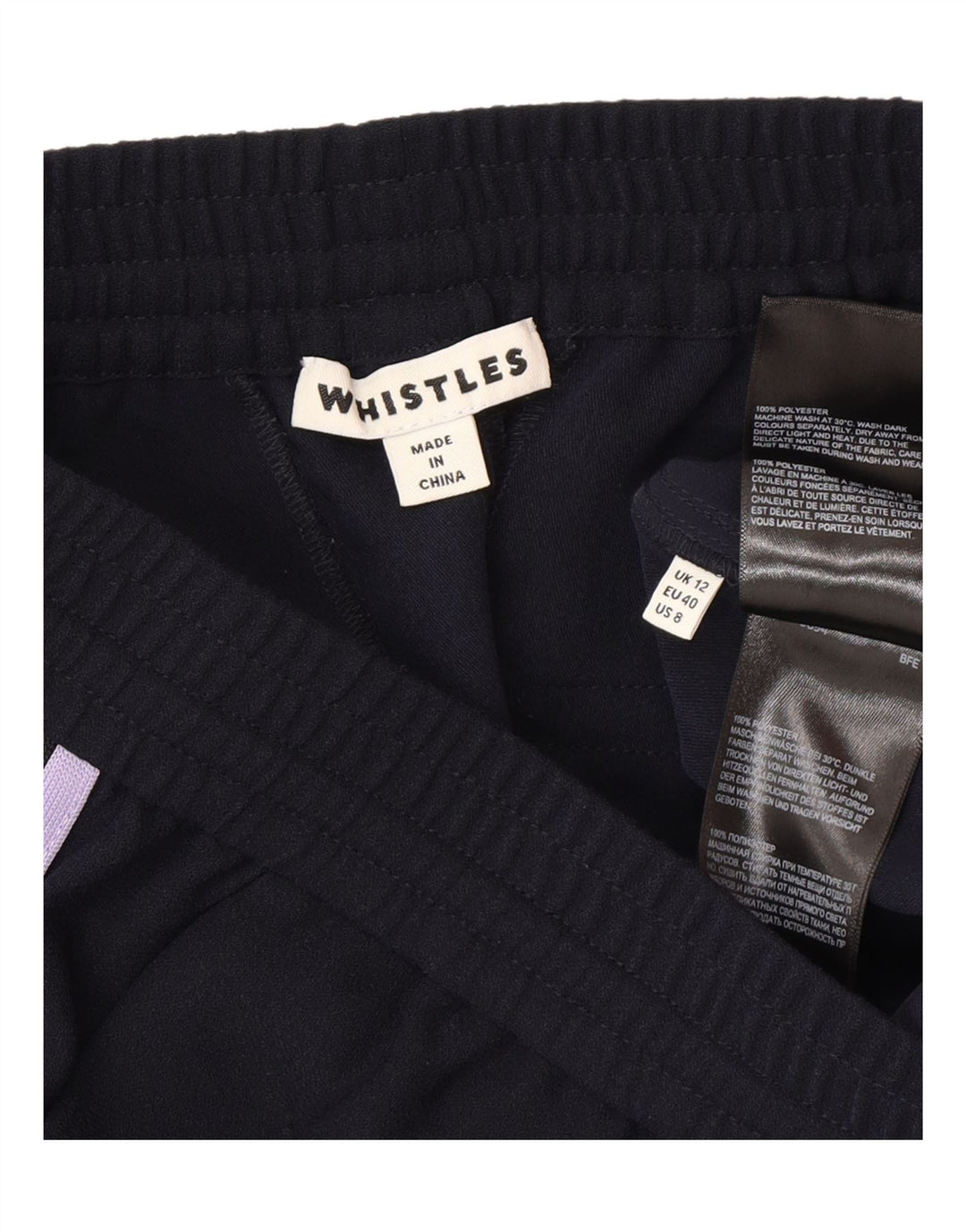 Whistles Pantalones de chándal para mujer UK 40 Mediano Poliéster a rayas azul marino