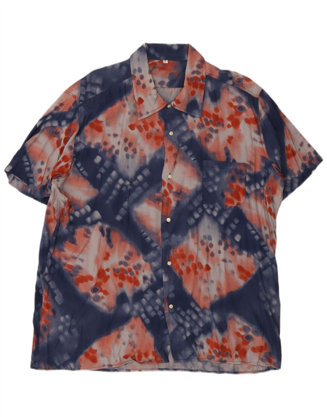 Camisa Vintage Hombre Manga Corta XL Azul Tie Dye