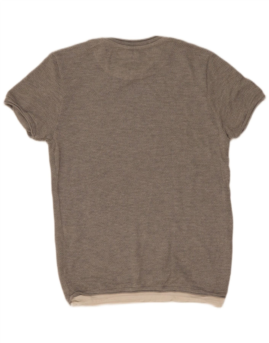 Zara Hombre Camiseta Top Algodón Gris Medio