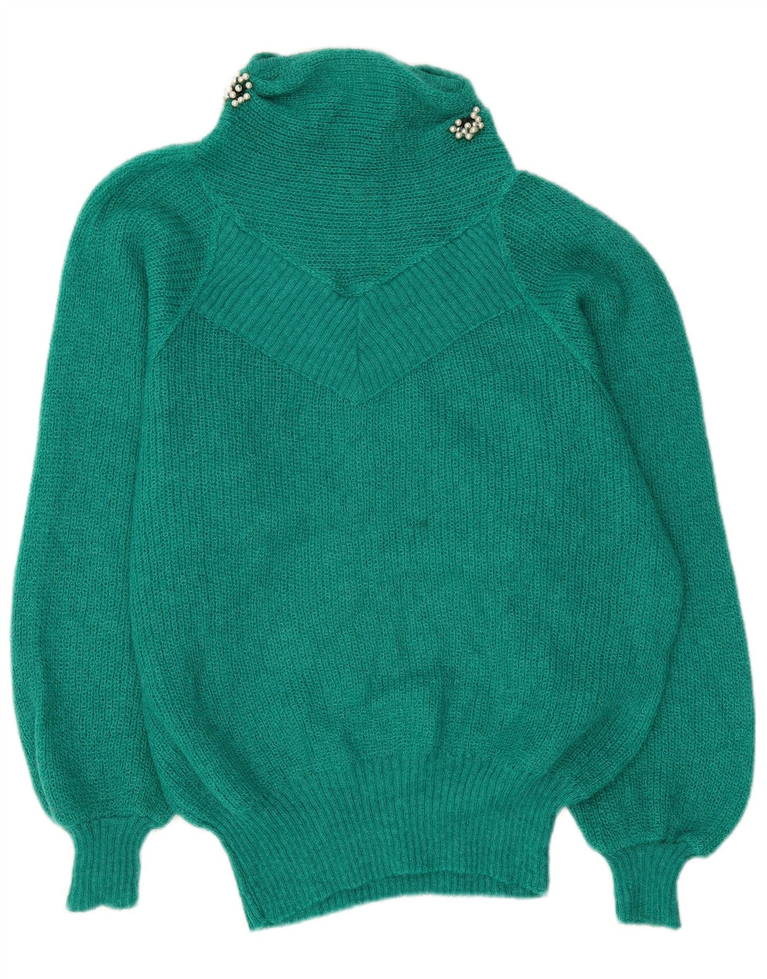 Vintage mujeres oversize tortuga cuello jumper suéter Reino Unido 18 XL verde
