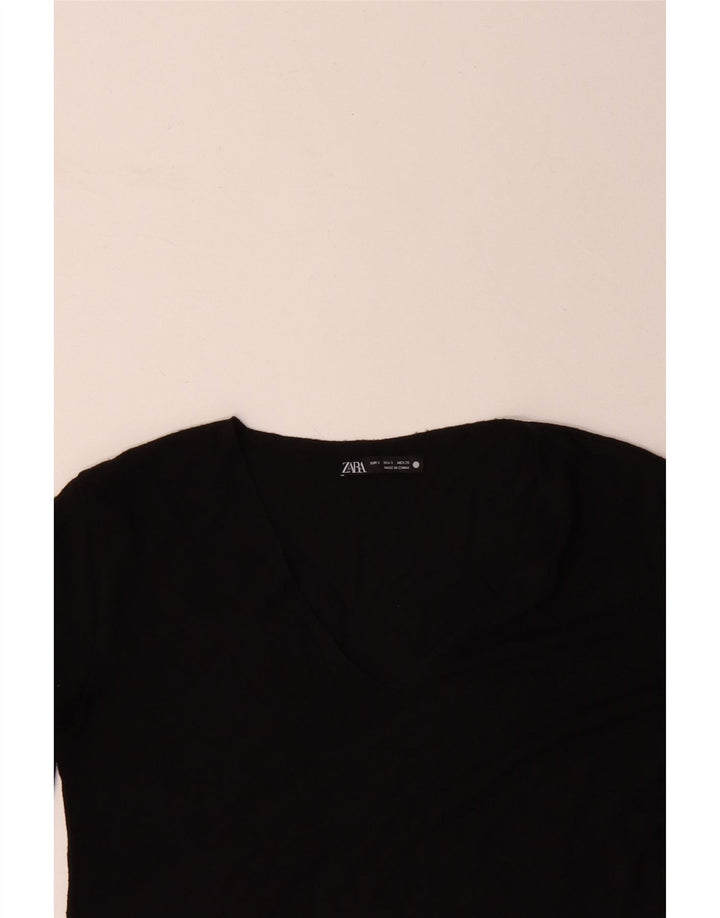 ZARA Mujer Top Manga Larga ES 40 Small Negro