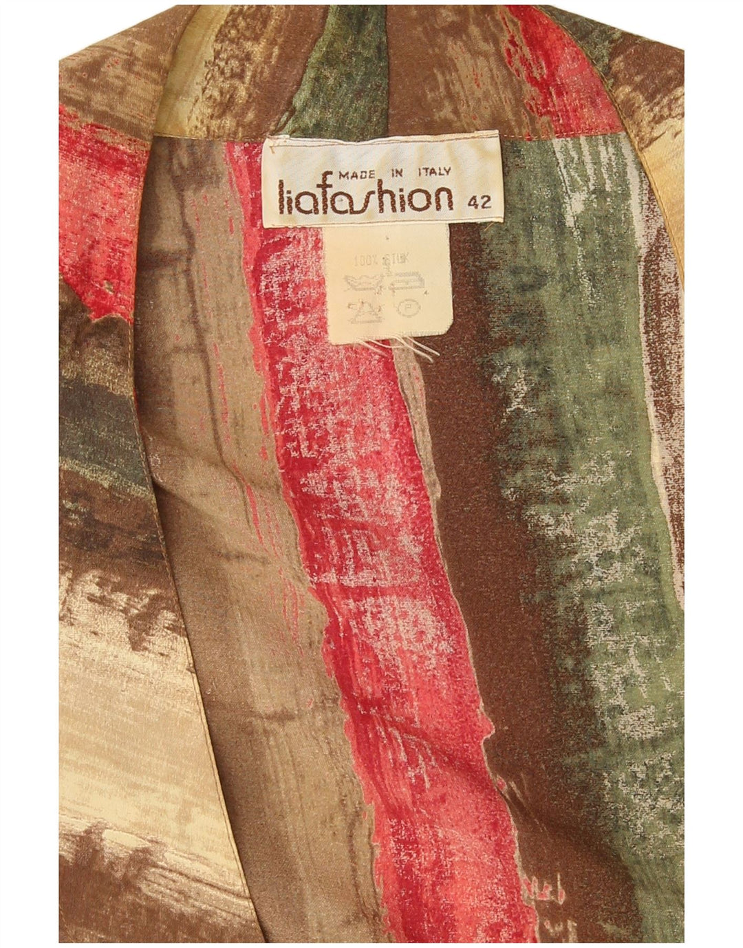 Blusa cruzada vintage para mujer Top IT 42 Seda a rayas multicolor mediana