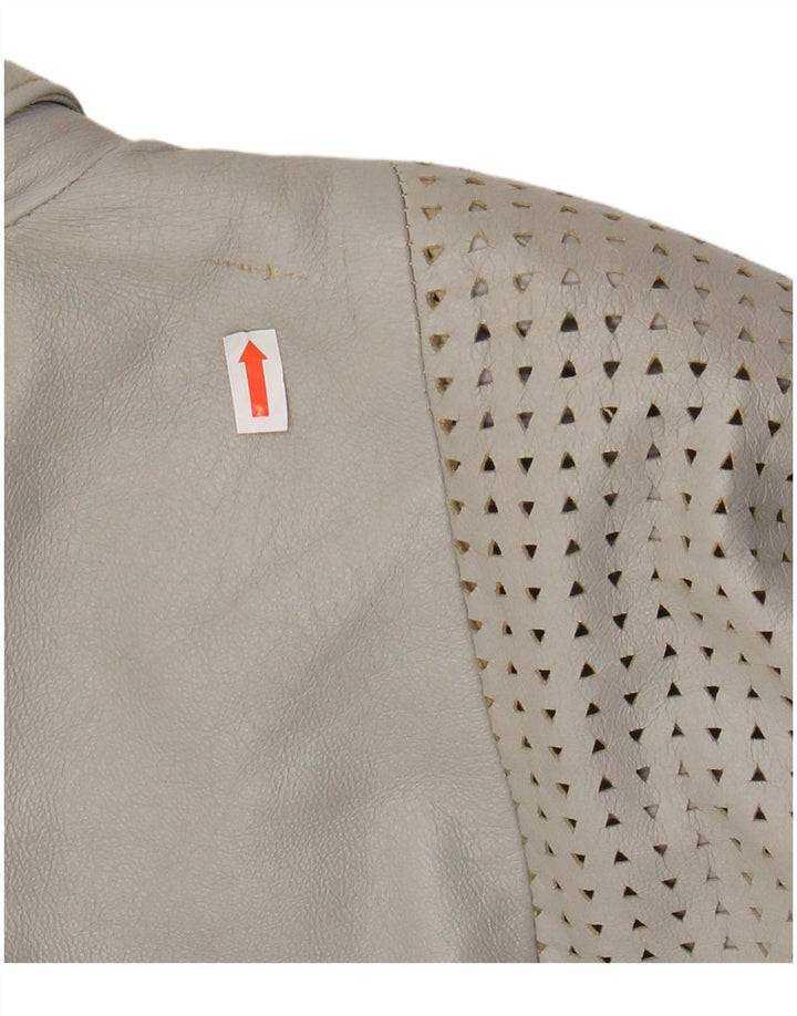GABRIELLA BENELLI Chaqueta extragrande para mujer EU 36 Small Grey Leather