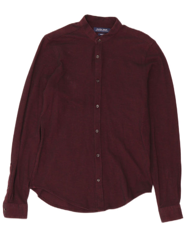 Zara Hombre Camisa Slim Fit Pequeña Algodón Granate