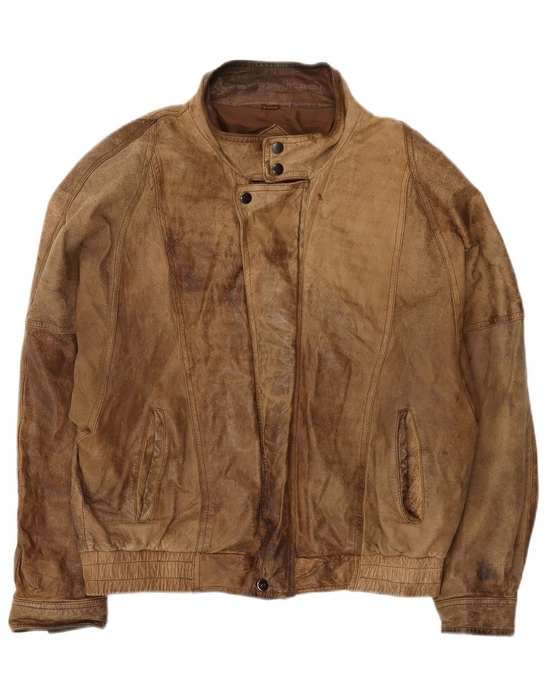 Chaqueta de cuero vintage para hombre Reino Unido 42 XL Marrón