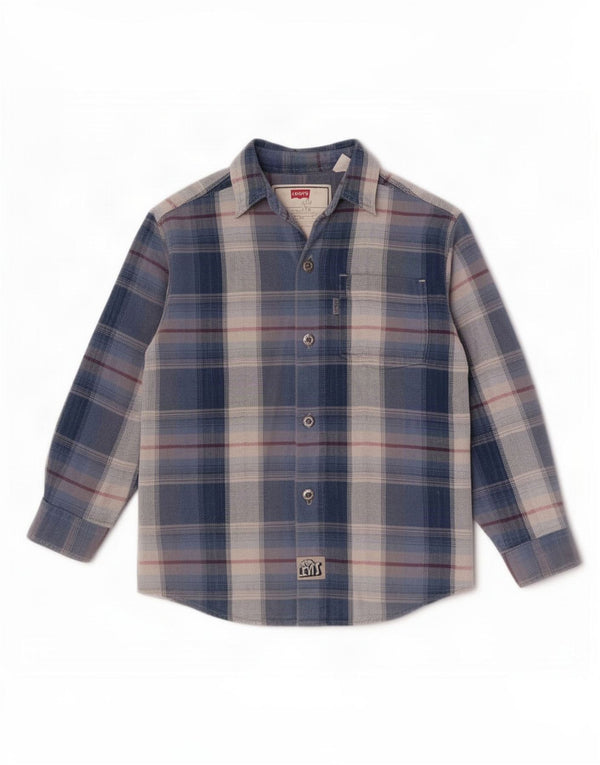 Levi's Camisa de franela para niño 4-5 años Algodón a cuadros azul