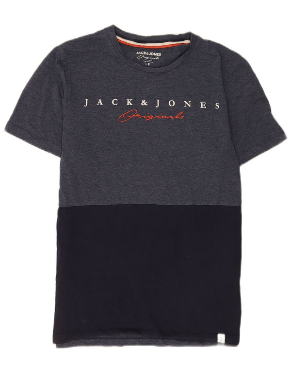 Jack & Jones Hombre Regular Graphic T-shirt Top Pequeño Azul Marino Colorblock