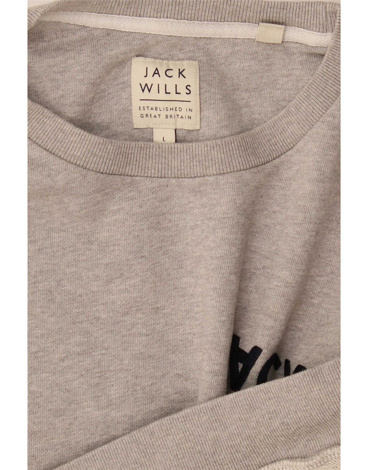 Jack Wills Sudadera con gráfico para Hombre, Jersey, Grande, Gris