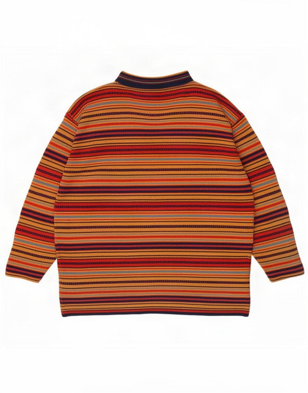 Vintage hombres V-cuello jumper suéter un tamaño multicolor algodón a rayas