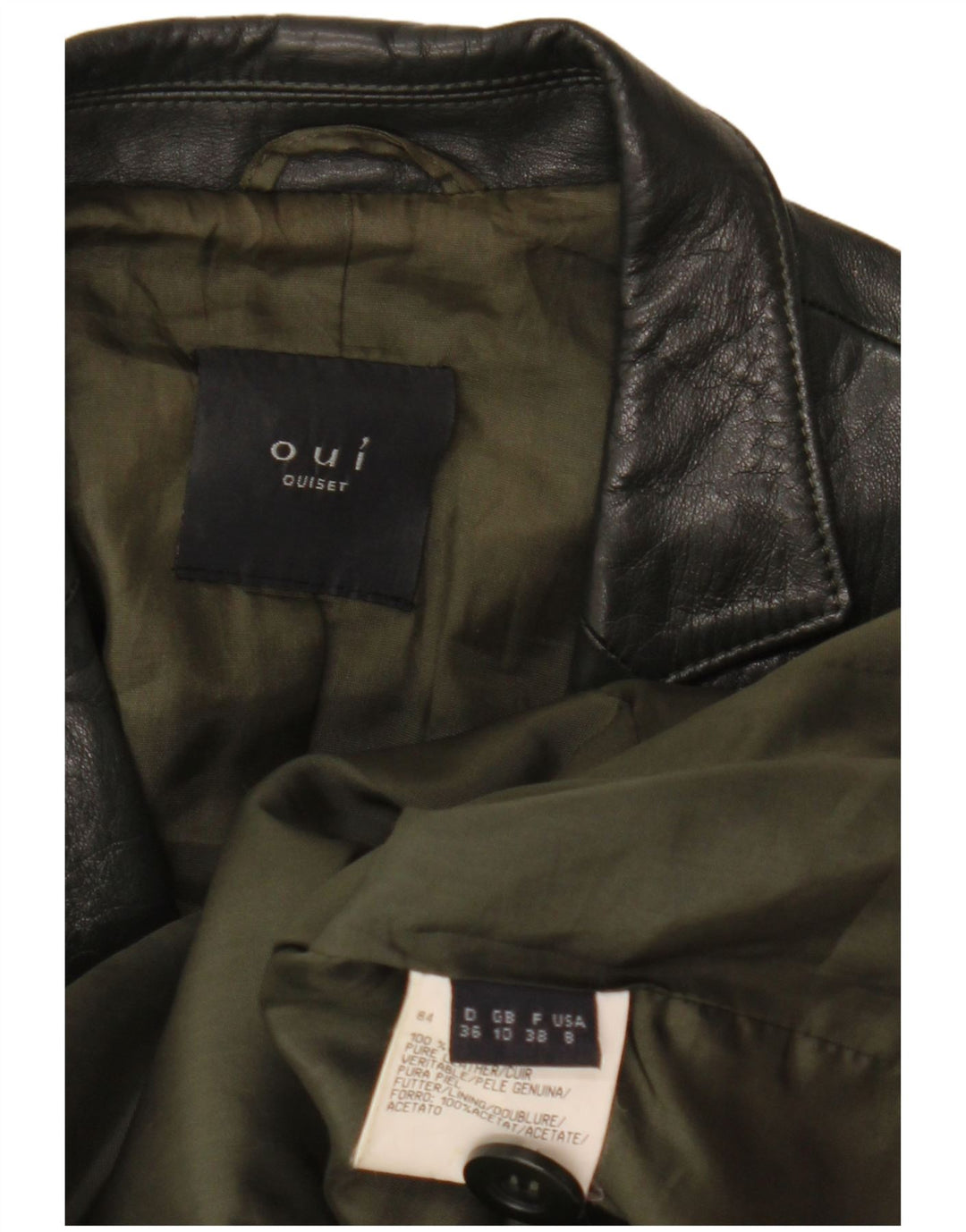Oui Chaqueta Blazer de Cuero con 3 Botones para Mujer UK 10 Small Khaki Leather