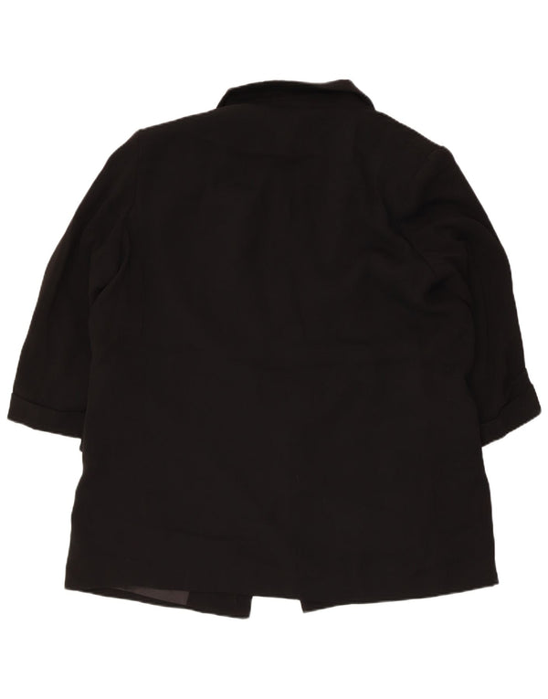 Zara Mujer Chaqueta Americana Abierta Manga 3/4 UK 40 XL Poliéster Negro