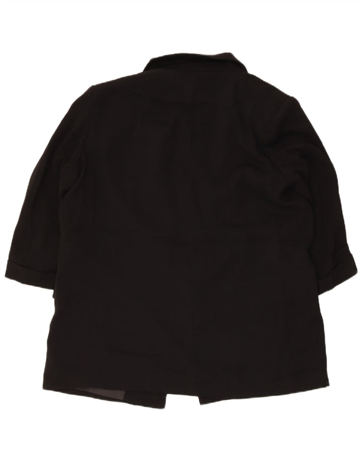 Zara Mujer Chaqueta Americana Abierta Manga 3/4 UK 40 XL Poliéster Negro