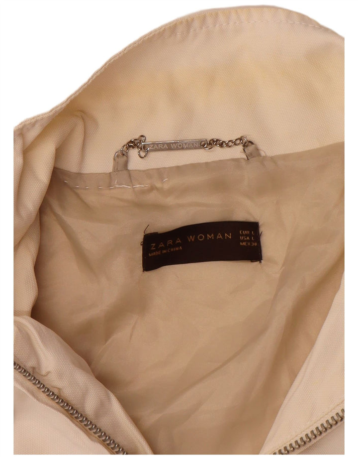 Zara Mujer Chaqueta Utilitaria UK 46 Grande Off White Nylon