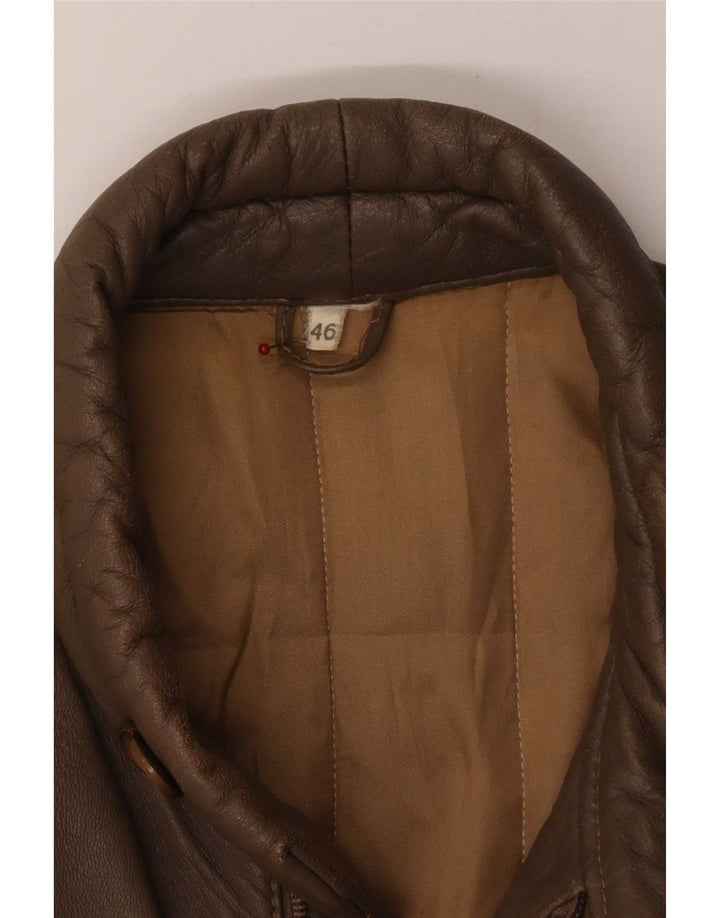 Chaqueta de cuero vintage para hombre IT 46 Pequeño Marrón