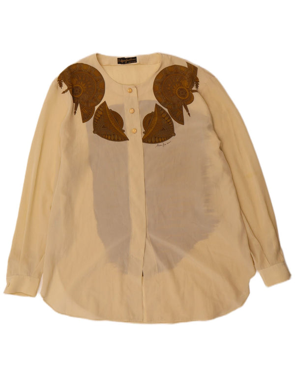 Mario Pucci Cecconi Blusa gráfica para mujer IT 44 Beige medio