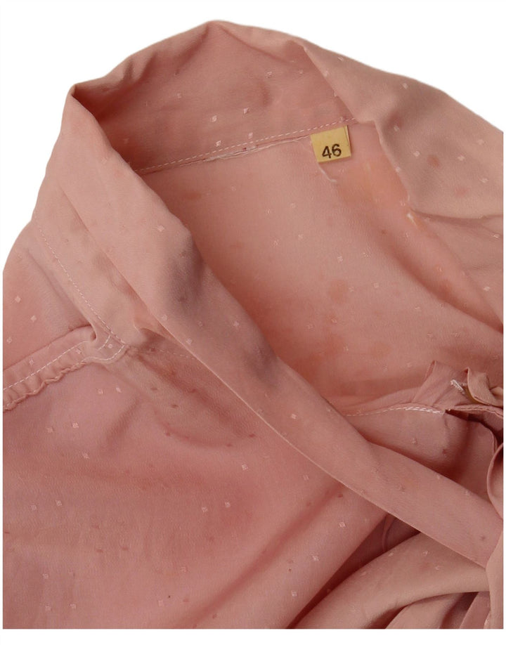 Vintage mujer frente corbata camisa blusa IT 46 grande rosa geométrico