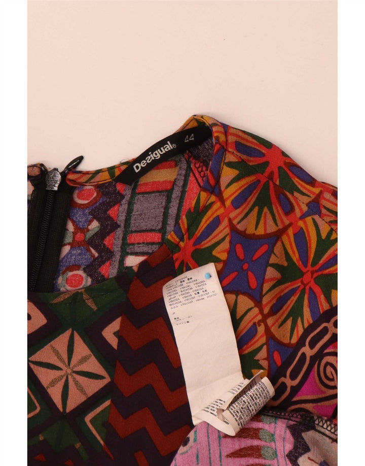 Desigual Vestido Básico Manga 3/4 Mujer EU 44 XL Patchwork Multicolor
