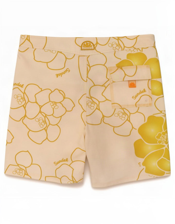 Sundek Bañador con estampado gráfico para hombre Poliéster floral blanco mediano