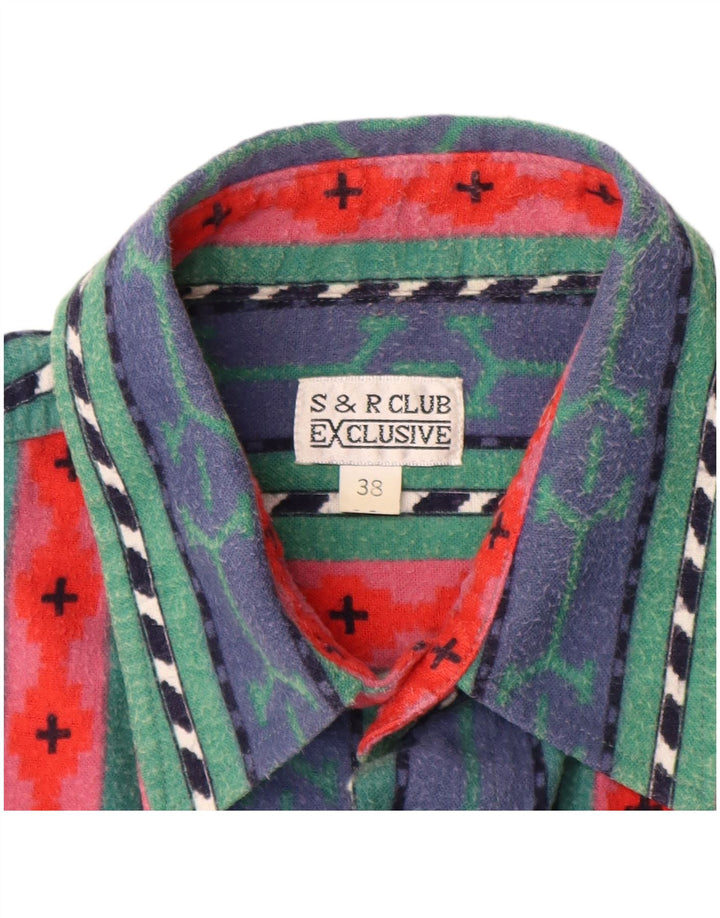 VINTAGE Camisa de franela para hombre Talla 38 Algodón a rayas azul medio