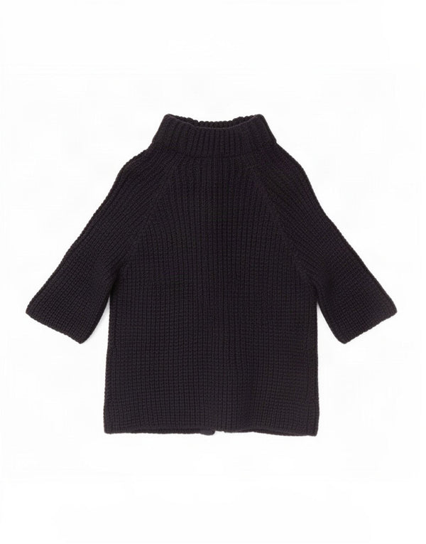 Woolrich Suéter tipo cárdigan de manga 3/4 para mujer UK 46 Large Lana azul marino