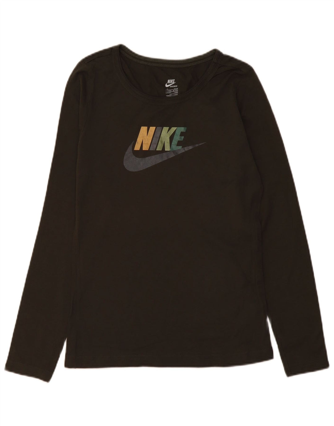 Nike Camiseta gráfica de manga larga para mujer UK 10/12 Algodón caqui mediano