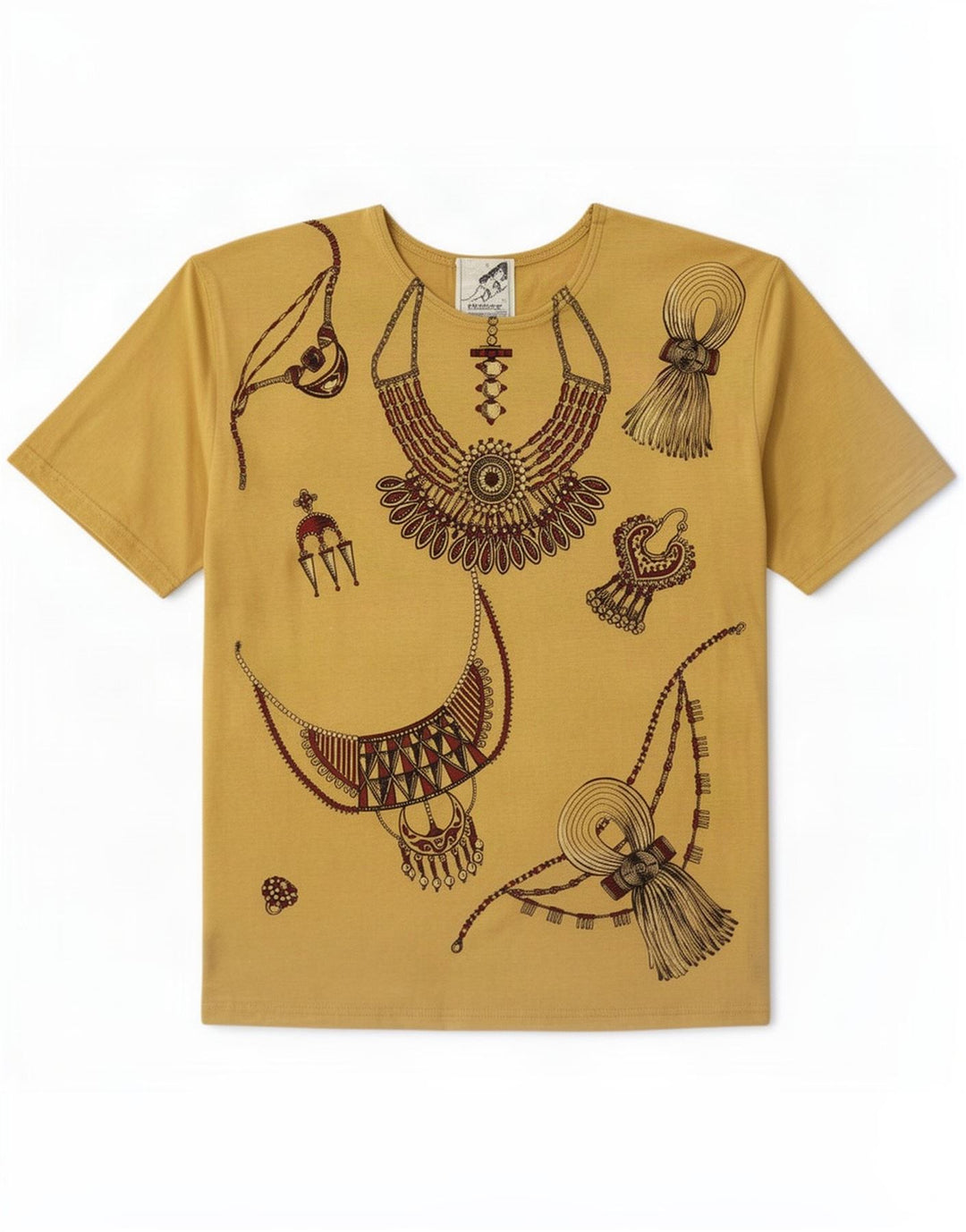 Vintage mujer patrón abstracto gráfico camiseta top IT 46 grande marrón