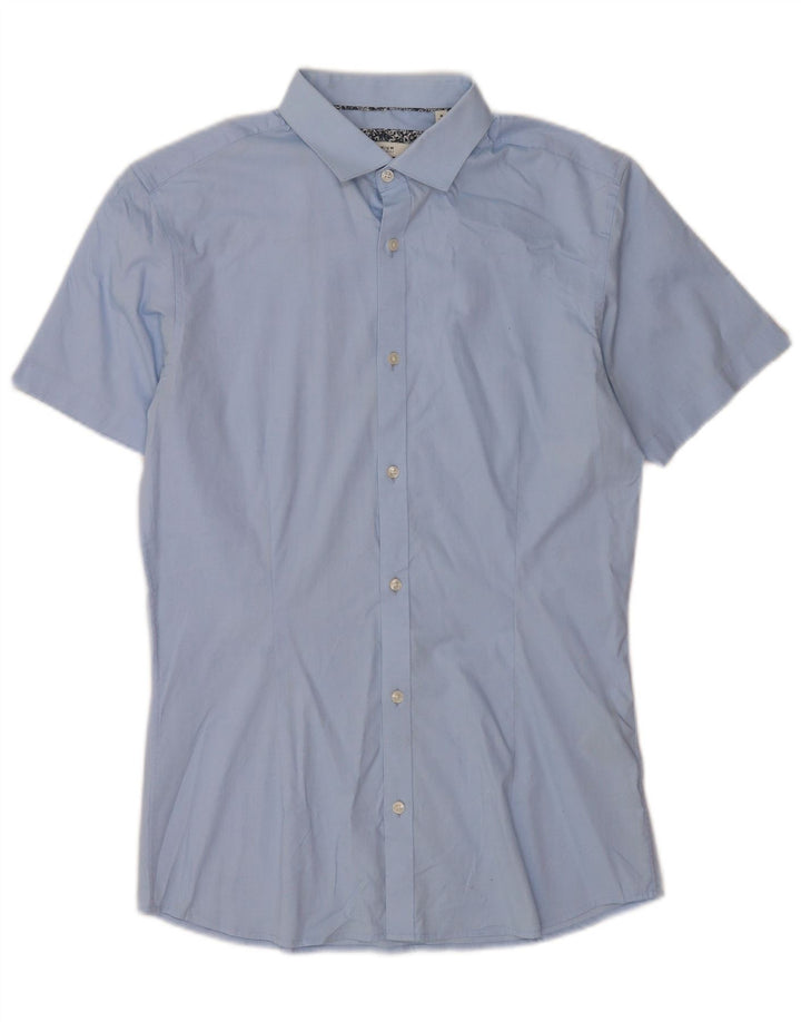 Camisa Jack & Jones Hombre Manga Corta Talla 40 Algodón Azul Medio