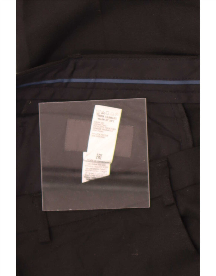 Marks & Spencer Pantalón de traje recto para hombre W36 L29 Poliéster negro