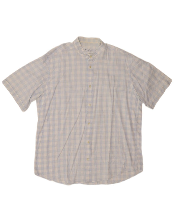 VINTAGE Camisa de manga corta para hombre Talla 18 45 2XL Algodón a cuadros azul