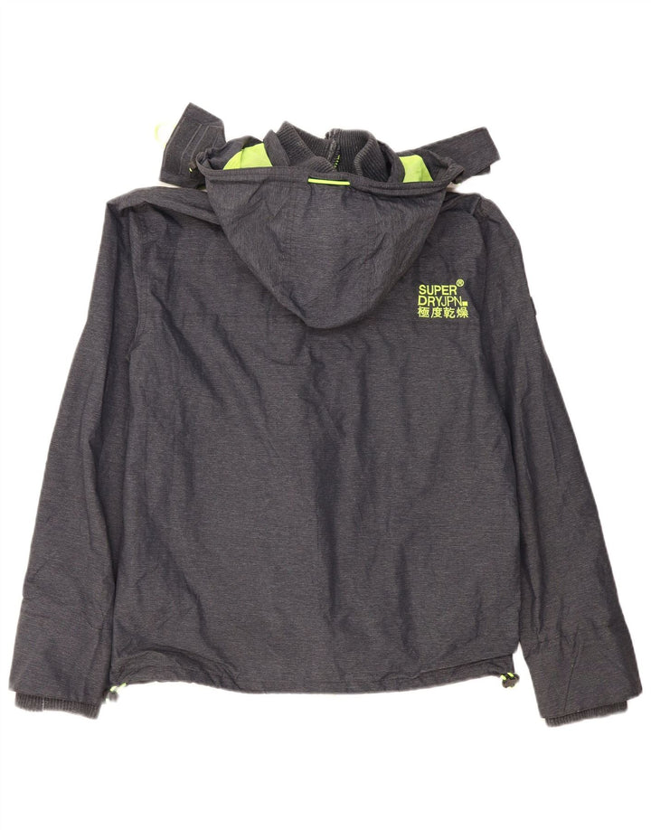 SUPERDRY Chaqueta cortavientos con estampado Windcheater para mujer, talla 40, talla grande, gris