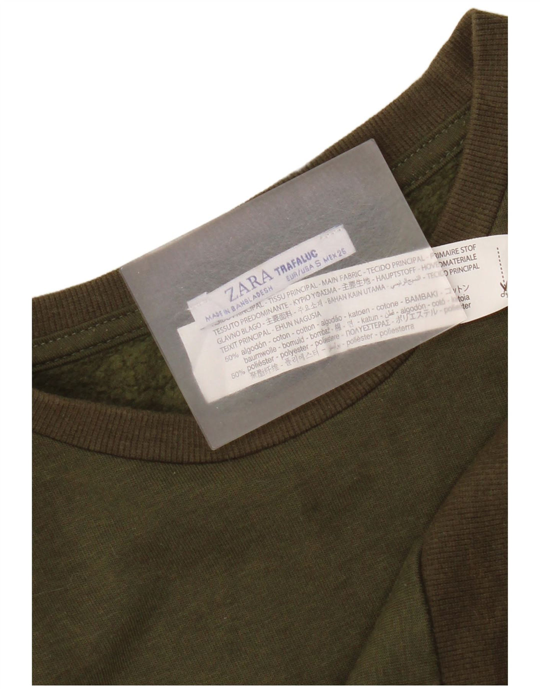 Zara Mujer Oversize Sudadera Jumper UK 10 Small Caqui Algodón