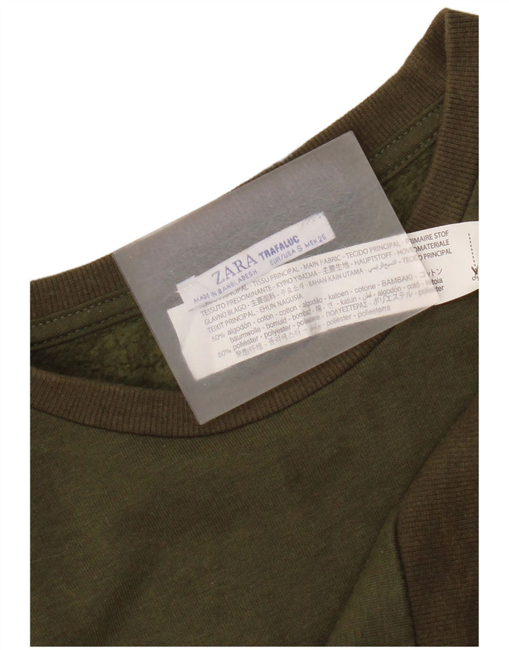 Zara Mujer Oversize Sudadera Jumper UK 10 Small Caqui Algodón