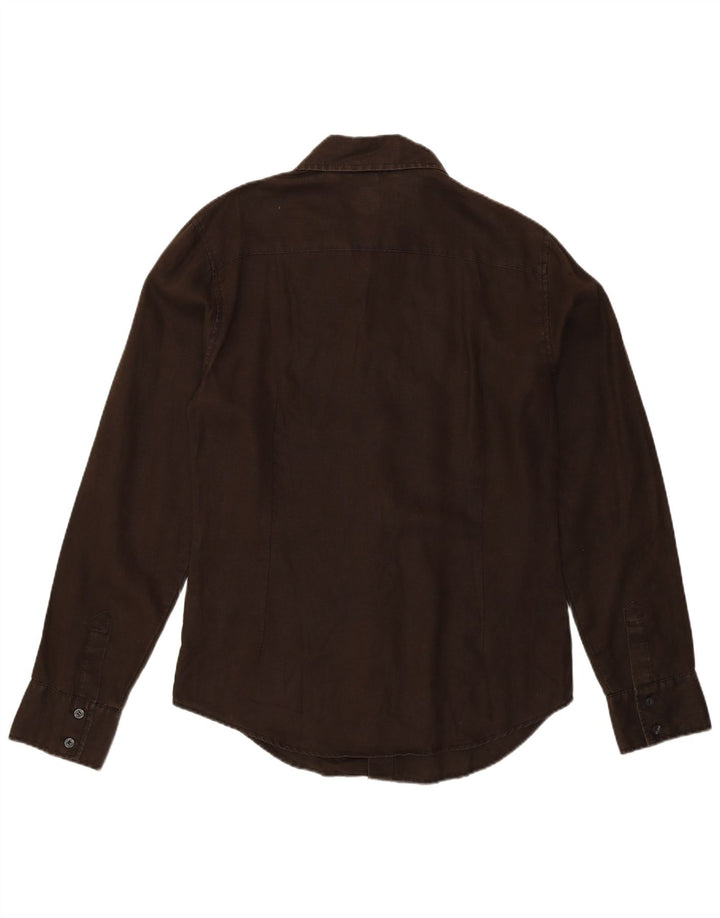 Camisa Calvin Klein Jeans Hombre Lino Marrón Medio