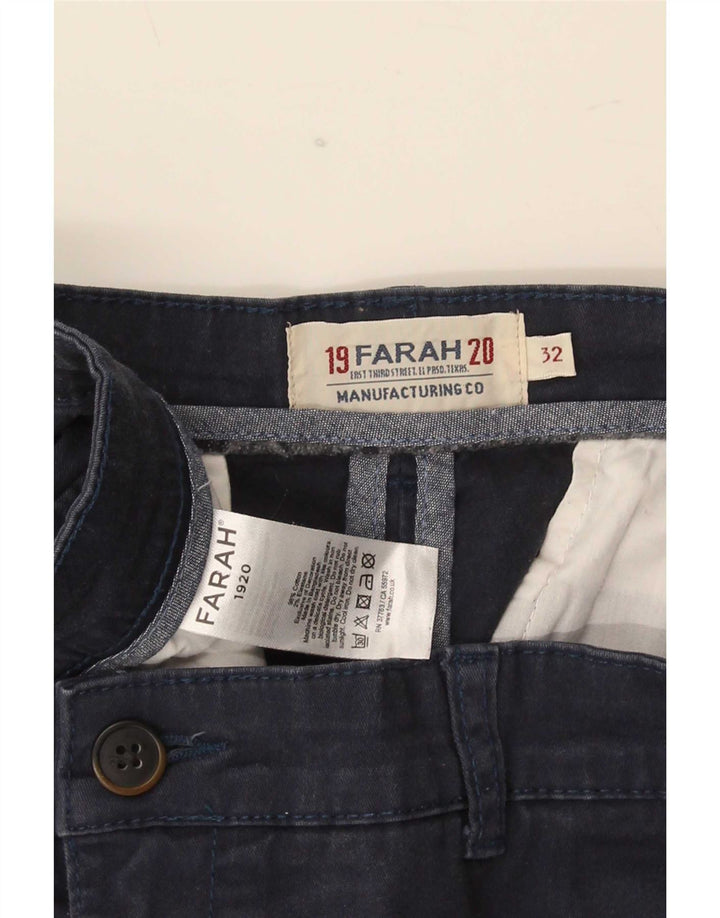 Farah Mens Chino Shorts W32 Medio Azul Marino Algodón
