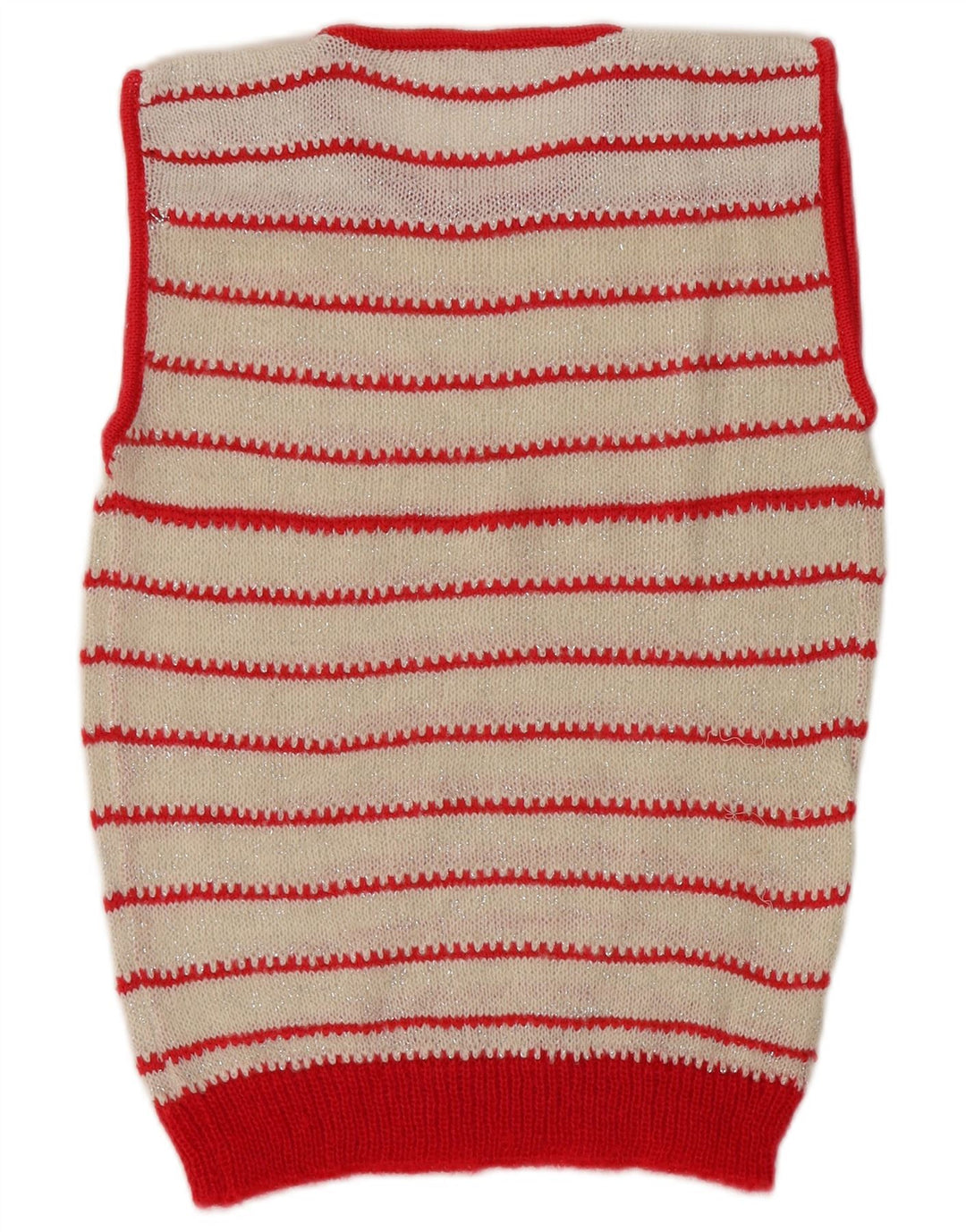 Vintage mujer chaleco camiseta sin mangas Reino Unido 8 pequeño de rayas blancas