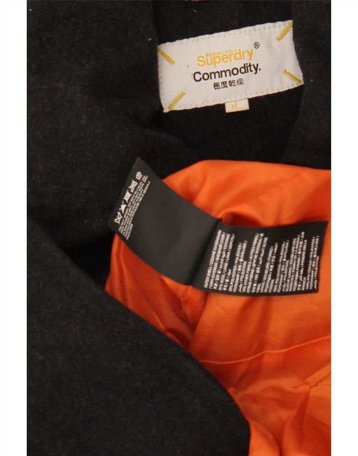 Superdry Chaquetón para hombre, talla 38, lana negra mediana