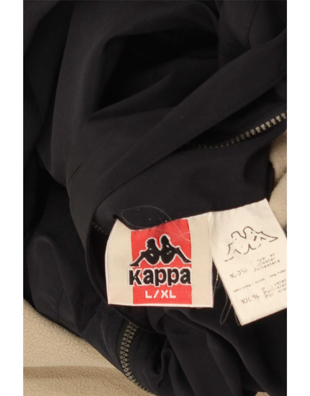 Kappa Chaqueta reversible con capucha para hombre, ajuste holgado, talla 40, poliéster negro grande