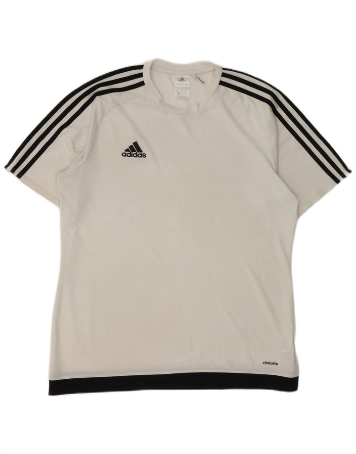 Adidas Hombre Climalite Camiseta Top Grande Blanco Colorblock Poliéster