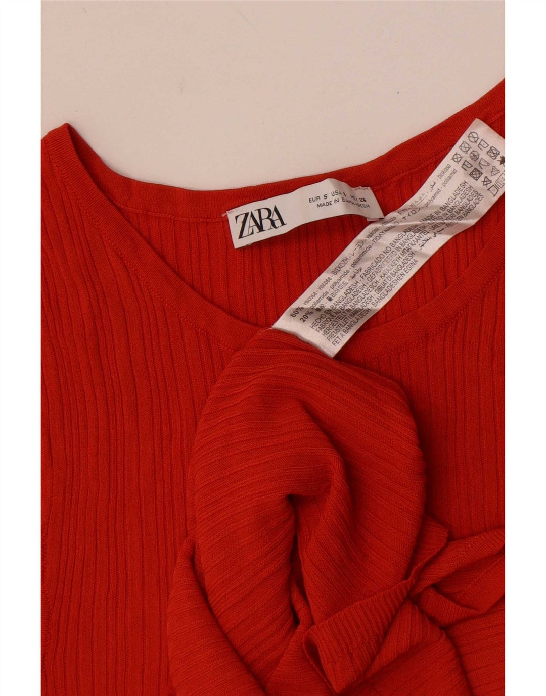 Zara Mujer Chaleco Top UK 8 Small Naranja Viscosa