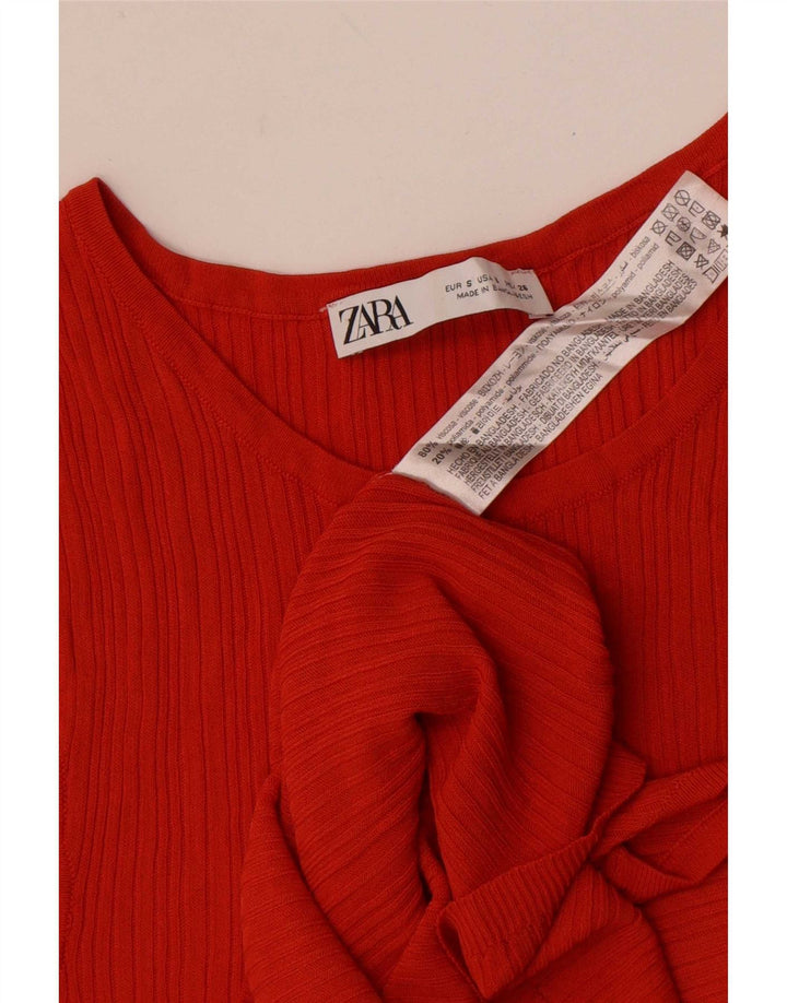 Zara Mujer Chaleco Top UK 8 Small Naranja Viscosa